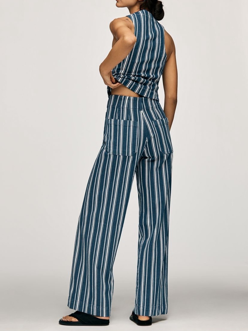 The colette striped full-length Wide-Leg trousers by Maeve - Picture 6 of 9
